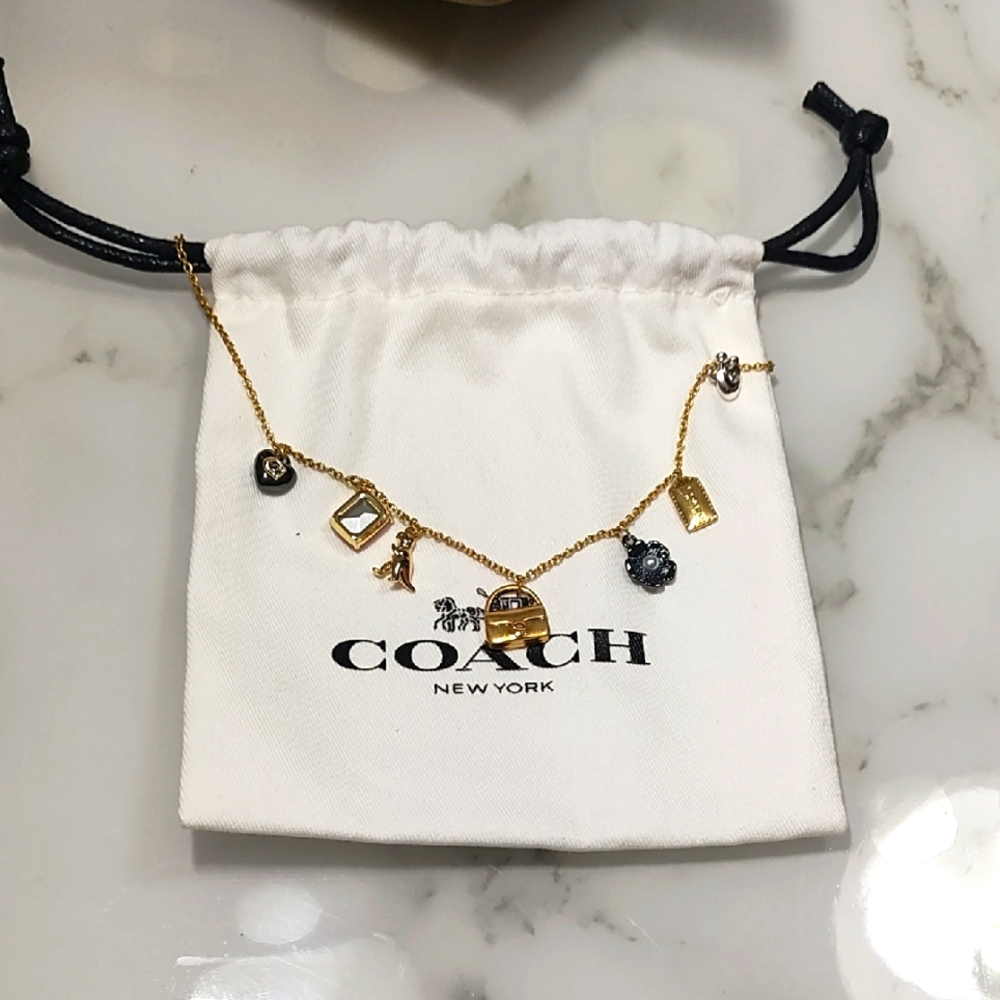 NWT COACH Mini Tabby Gold and Black Charm Necklace - Picture 3 of 10